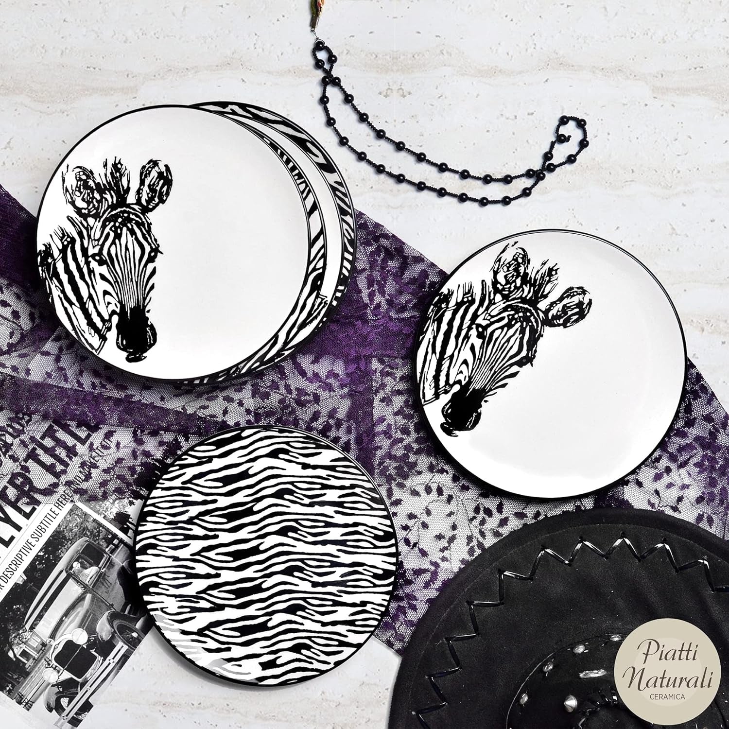 Piatti Naturali Ceramic Plates Set of 6, 8.3", Microwave and Dishwasher Safe, Scratch Resistant.