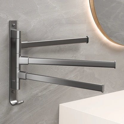 Bathroom Towel Rack Rotatable Towel Holder Rotatable Space Aluminium 2/3/4 Towel Bars Kitchen Shelf Hanger Wall Mounted
