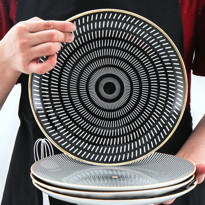 Tableware Geometric Patterns Tableware 6/8/10 Inch Ceramic Dinner Plate Dish Porcelain Dessert Plate Dinnerware Cake Plate