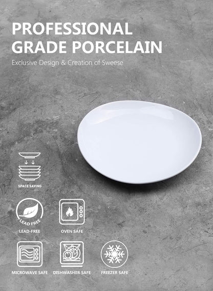 151.401 Porcelain Dessert Salad Plates - 7.8 Inch - Set of 4, White
