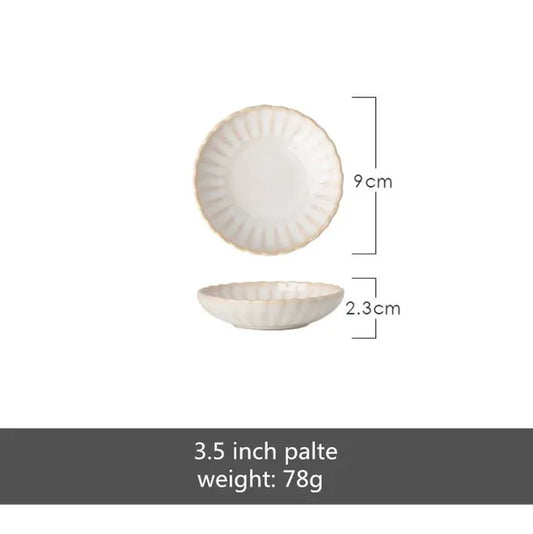 Retro Petal Dinner Plate Ceramic Kitchen Plate Tableware Set Food Dishes Rice Salad Noodles Bowl Soup Kitchen Cook Tool 1Pc