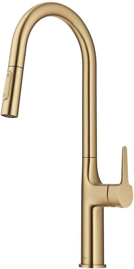 KPF-3101BG Oletto Modern Pull-Down Single Handle Kitchen Faucet, 19.5 Inch, Brushed Gold