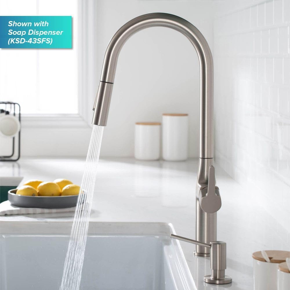 KPF-3101BG Oletto Modern Pull-Down Single Handle Kitchen Faucet, 19.5 Inch, Brushed Gold