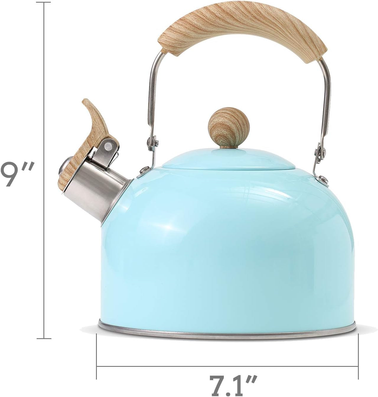 Tea Kettle, Tea Pot with Cool Touch Ergonomic Handle, Tea Kettle Food Grade Stainless Steel, Tea Kettle Stovetop, Kettle Teapot, Whistling Tea Kettle, Tea Kettle Pot, 2.5 Quart (Blue)