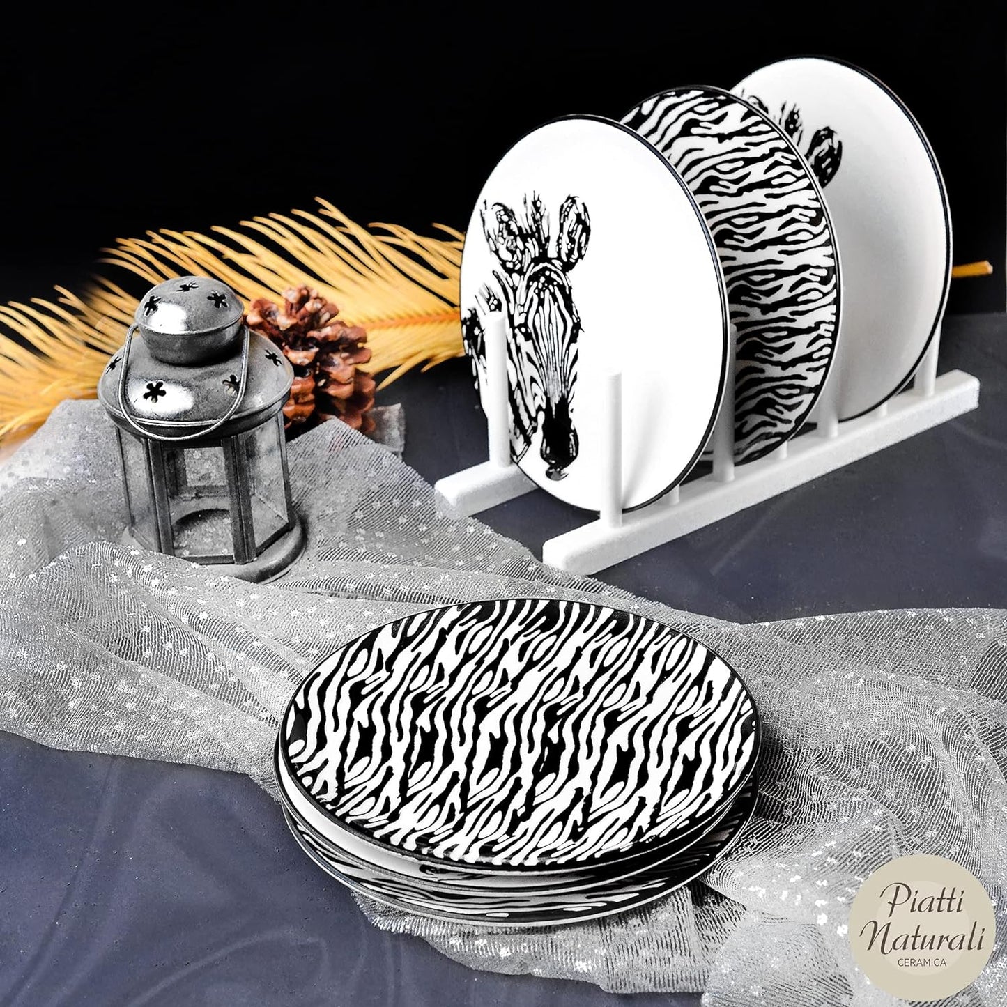 Piatti Naturali Ceramic Plates Set of 6, 8.3", Microwave and Dishwasher Safe, Scratch Resistant.
