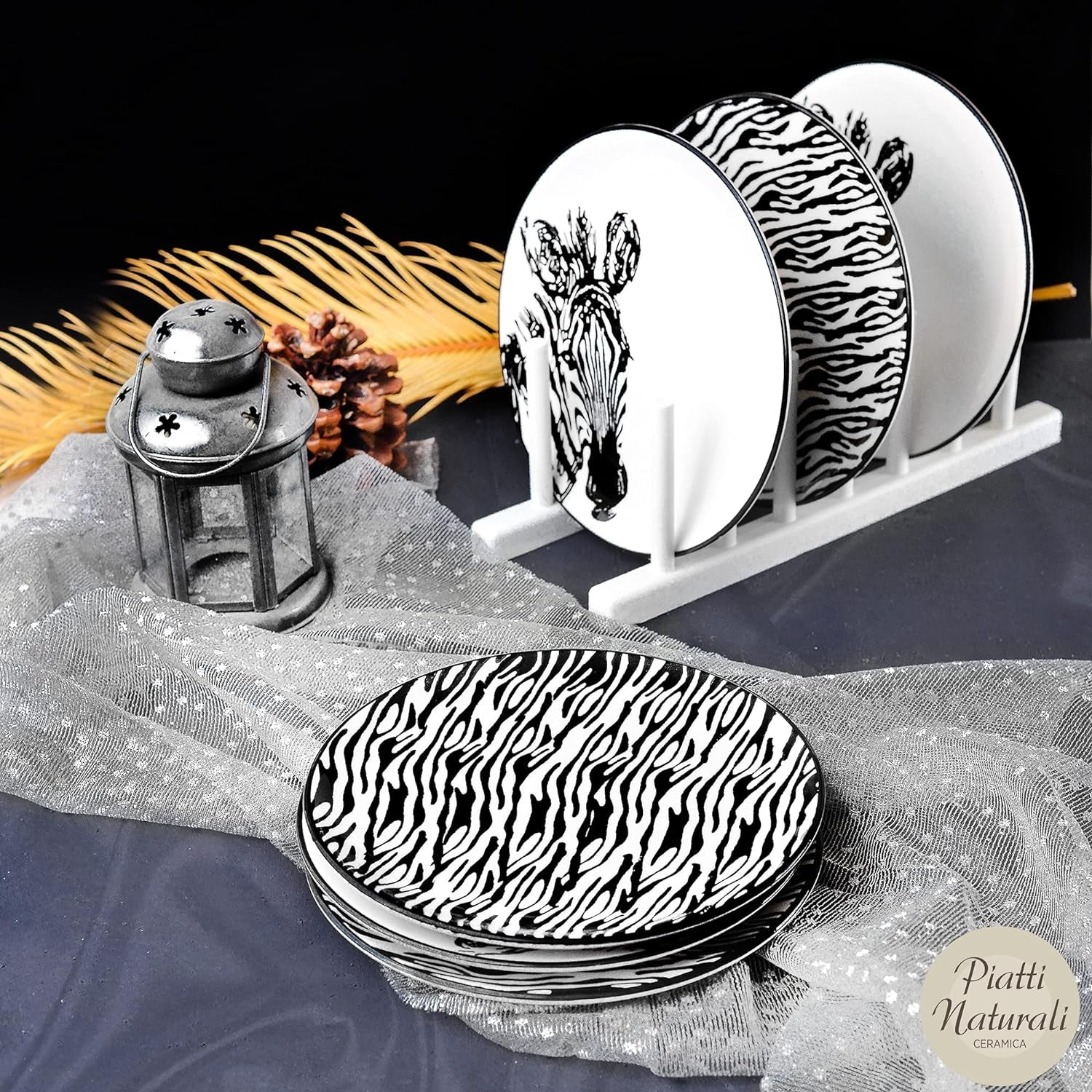 Piatti Naturali Ceramic Plates Set of 6, 8.3", Microwave and Dishwasher Safe, Scratch Resistant.