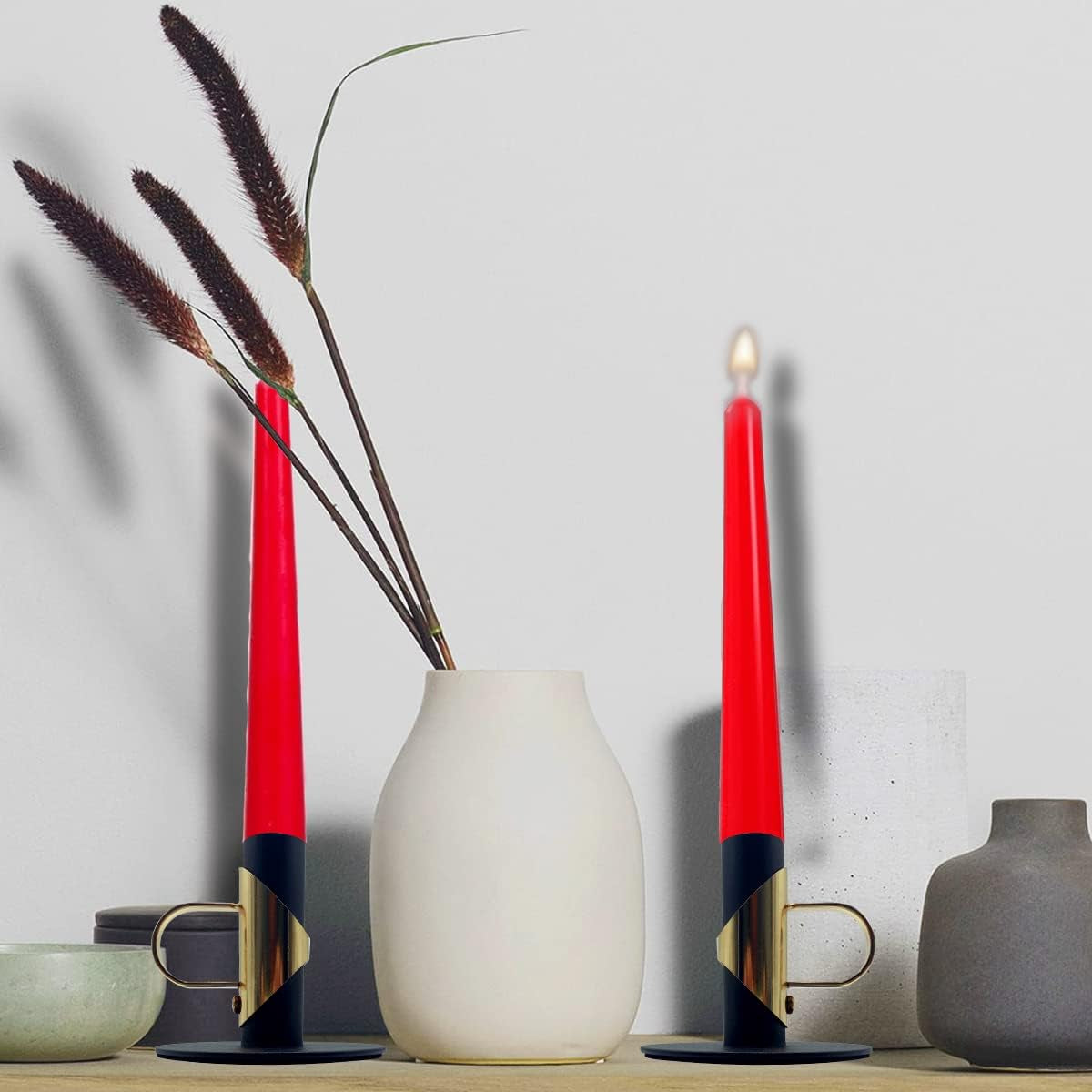 Candle Stick Candle Holder, Black Halloween Candlesticks, Christmas Candle Holders, Candlestick Holder Candle Holder for Wedding, Dinner, Party, Holiday, Festival…