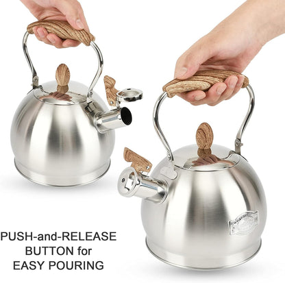 Tea Kettle - 2.8 Quart Tea Kettles Stovetop Whistling Teapot Stainless Steel Tea Pots for Stove Top Whistle Tea Pot(Silver)