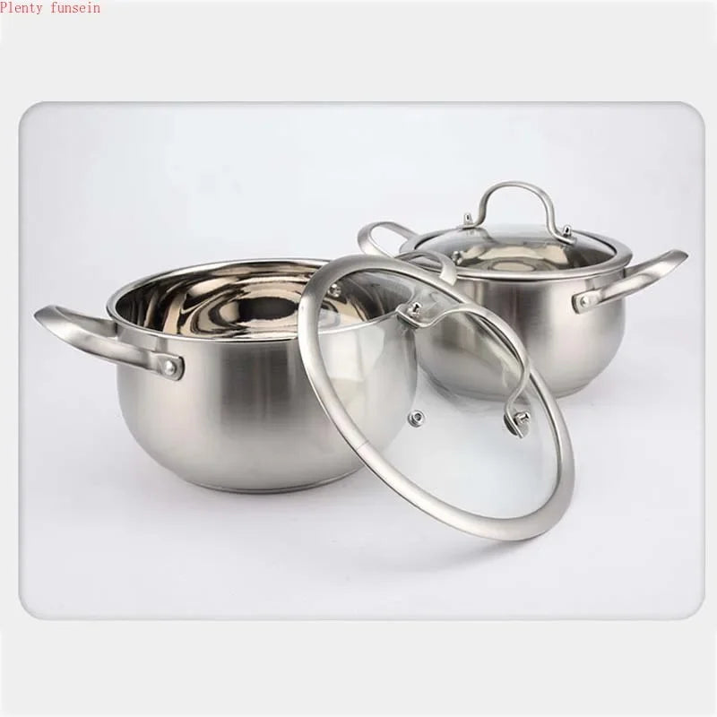 Stainless Steel Soup Pot Thickened Double Ear Milk Pot Double Bottom Non-Magnetic Hot Pot