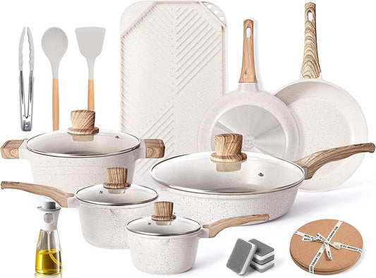 Pots and Pans Set Nonstick Cookware Sets Kitchen Cooking Pot Granite Frying Pans 20 Pieces