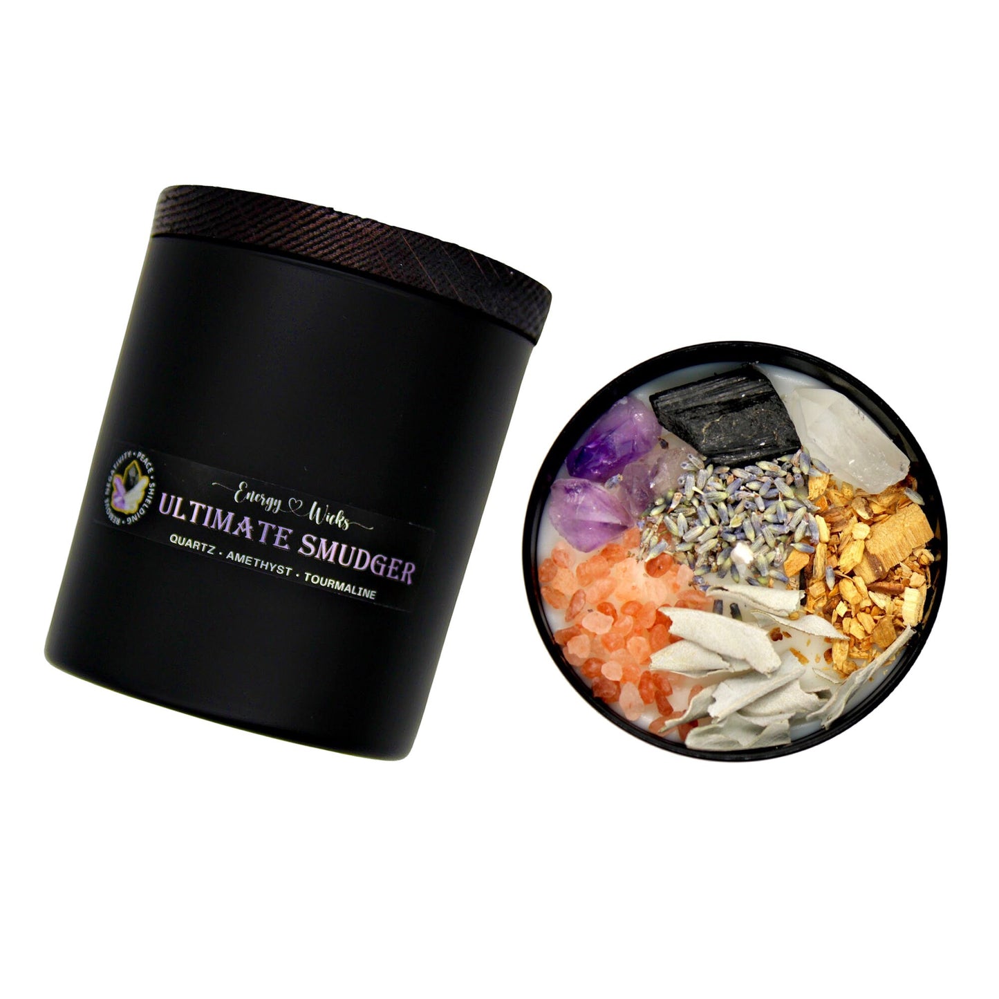 Cleansing Candle / Crystal Candle / ULTIMATE SMUDGER / Palo Santo Candle / Spirtual / Meditation / Vegan / Intention Candle