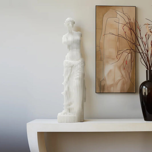 Sagebrook Home 25-Inch Arden Oversized Quartz Resin Floor Statuary - Elegant White Home Decor Sculpture, Perfect for Artistic Enhancement