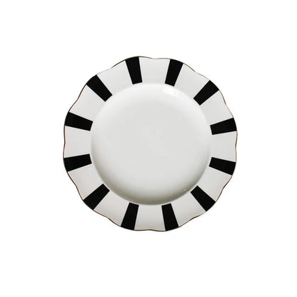 Black-And-White Hepburn Vintage Breakfast Plate Ceramic Plate Striped Wave Dot Tableware