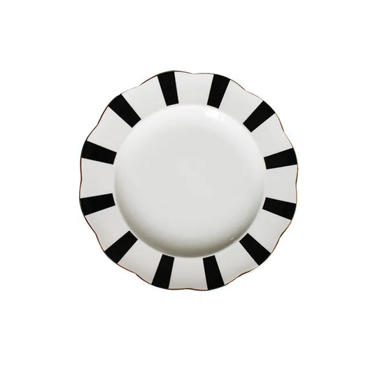 Black-And-White Hepburn Vintage Breakfast Plate Ceramic Plate Striped Wave Dot Tableware