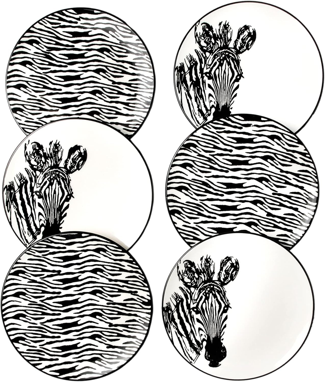 Piatti Naturali Ceramic Plates Set of 6, 8.3", Microwave and Dishwasher Safe, Scratch Resistant.