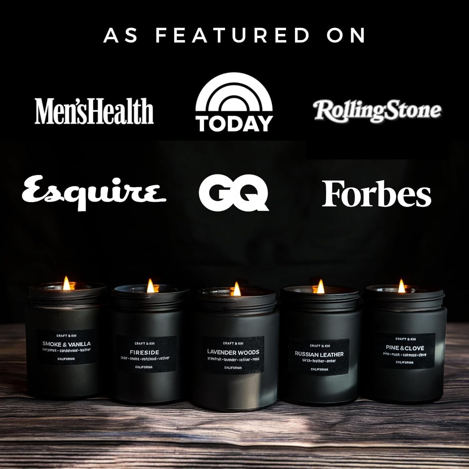 Lavender and Wood Candle | Scented Candle for Men | Soy Candles | Black Candles | Wood Wicked Candles | Lavender Candles for Home | Long Lasting Candles with 45 Hour Burn Time- 7.6Oz