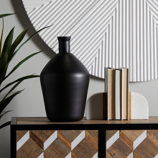 Black Glass Vase - 9"W, 15"H