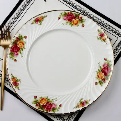 Chinese-Style Bone China European-Style Retro Household Tableware Plate Dishes Western-Style Plate Set Ceramic Gift Box
