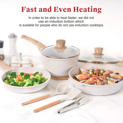 Pots and Pans Set Nonstick Cookware Sets Kitchen Cooking Pot Granite Frying Pans 20 Pieces