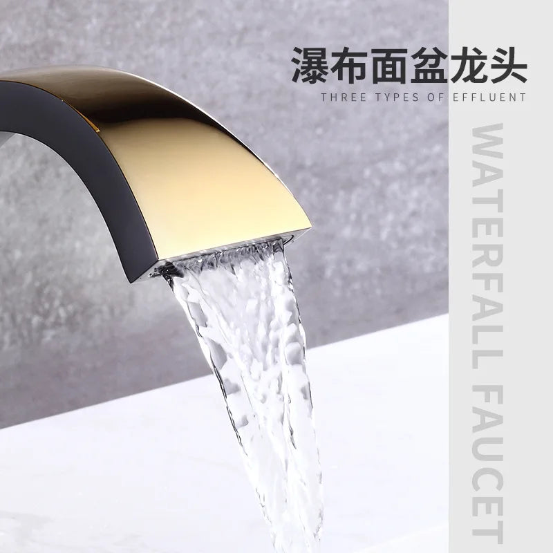 Hot and Cold Wash Basin Faucet Bathroom above Counter Basin Wash Basin Household Waterfall Square Bathroom Faucet