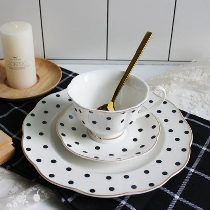 Black-And-White Hepburn Vintage Breakfast Plate Ceramic Plate Striped Wave Dot Tableware