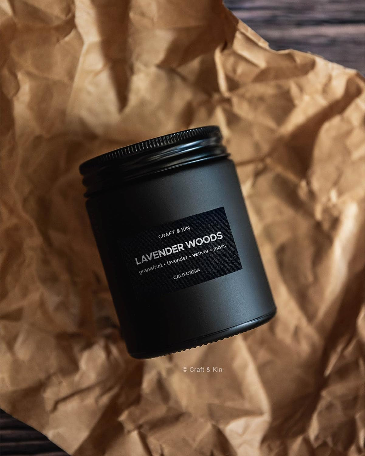 Lavender and Wood Candle | Scented Candle for Men | Soy Candles | Black Candles | Wood Wicked Candles | Lavender Candles for Home | Long Lasting Candles with 45 Hour Burn Time- 7.6Oz