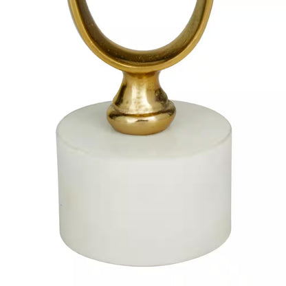 Gold Aluminum Paper Clip Pillar Candle Holder with Marble Base (Set of 2)