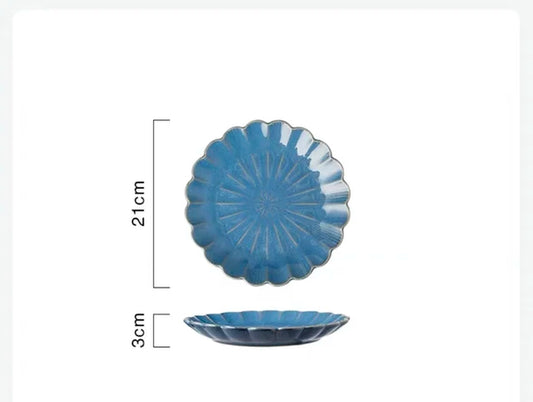 Dinner Plate Home Patera Na Ciasto Nordic Ceramic Tableware Dinner Plate Net Red Steak Western Food Plate Petal Kiln Glazed