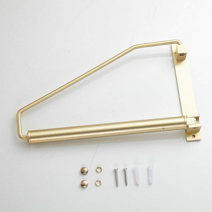 Folding Wall Mounted Clothes Hanger Rack Clothes Hook Solid Brass with Swing Arm Holder Clothing Hanging System Closet Storage Organizer Heavy Duty Drying Rack Wall Mount,Brushed Gold