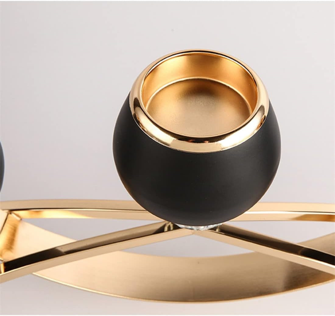 Candle Sticks Holder Black Candle Holder Candelabras with 3 Arm Beautiful Unique Fireplace Decorations Dining Table Decorations for Living Room Fireplace Centerpiece Table Decorations (A Gold & Black)