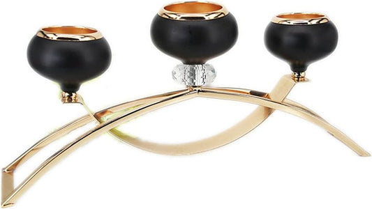 Candle Sticks Holder Black Candle Holder Candelabras with 3 Arm Beautiful Unique Fireplace Decorations Dining Table Decorations for Living Room Fireplace Centerpiece Table Decorations (A Gold & Black)