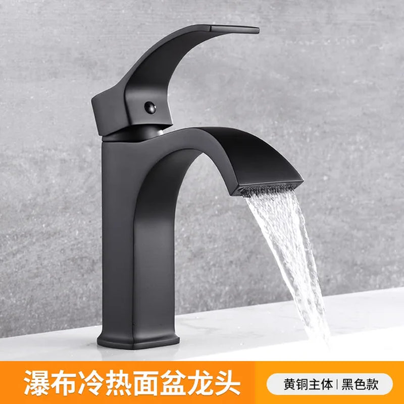 Hot and Cold Wash Basin Faucet Bathroom above Counter Basin Wash Basin Household Waterfall Square Bathroom Faucet