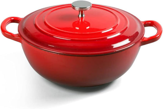 4.5 Quart Dutch Oven, Enameled Cast Iron Covered round Dutch Oven with Lid, Casserole, Cookware Pot, French Oven, Red