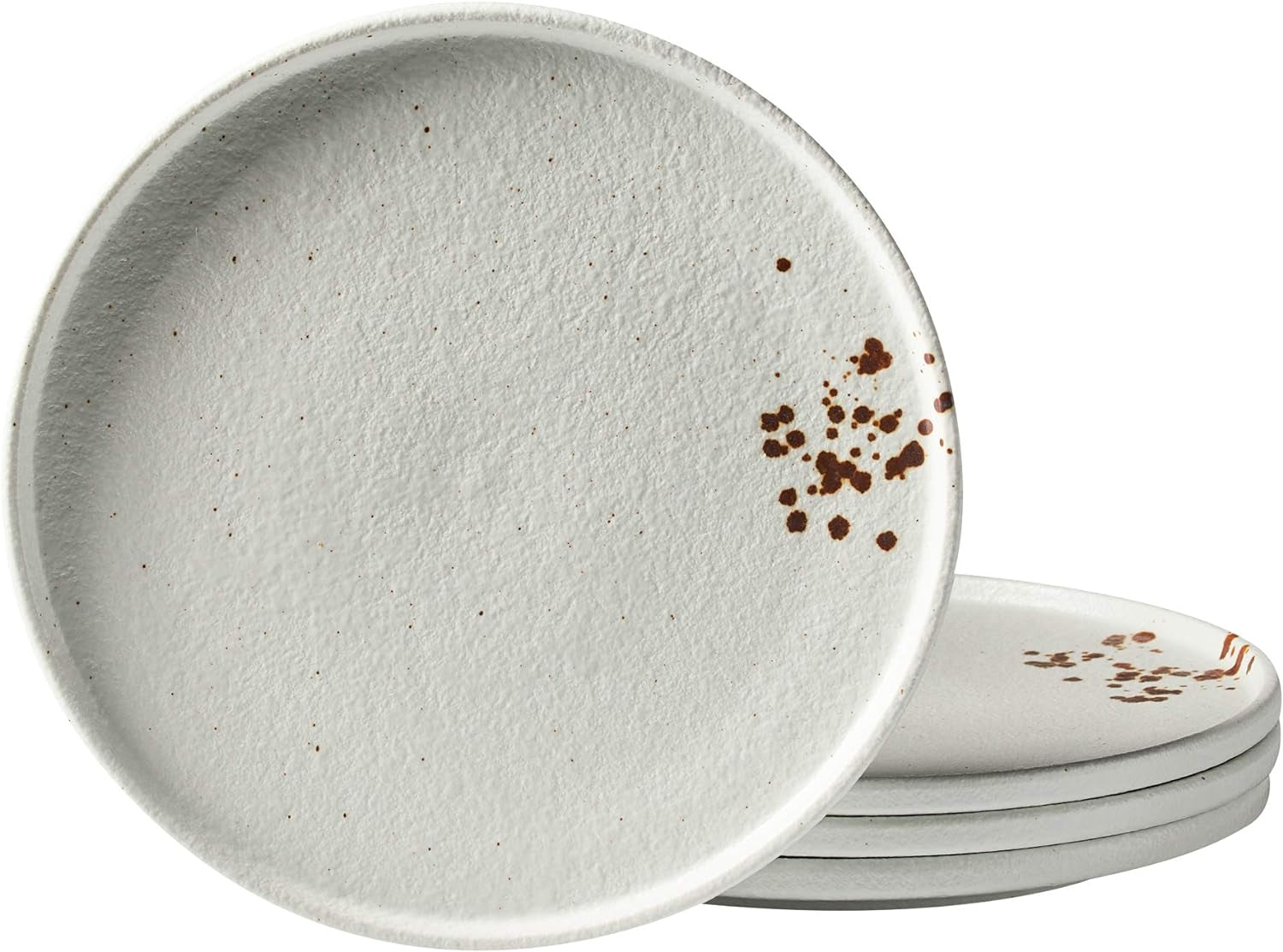 Dinner Plates 8.5Inch Ceramic Plate Dessert Salad Plates,Set of 4 Dinnerware Set (Matte White&Mocha)