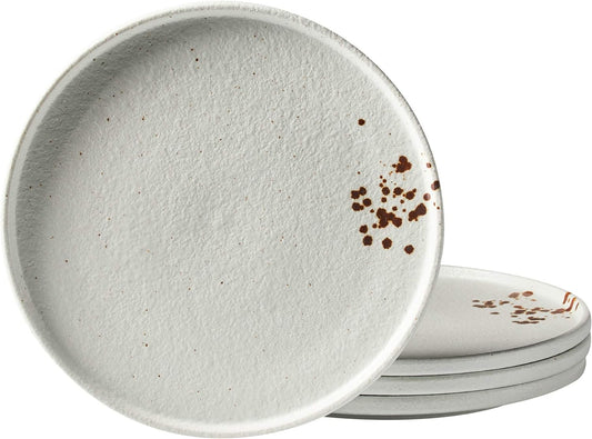 Dinner Plates 8.5Inch Ceramic Plate Dessert Salad Plates,Set of 4 Dinnerware Set (Matte White&Mocha)