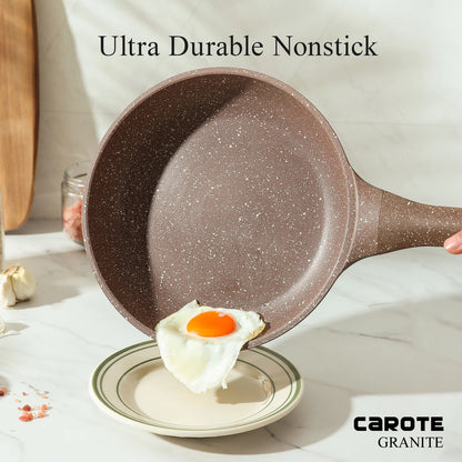Nonstick Granite Cookware Sets, 10 Pcs Brown Granite Pots and Pans Set, Induction Stone Kitchen Cooking Set