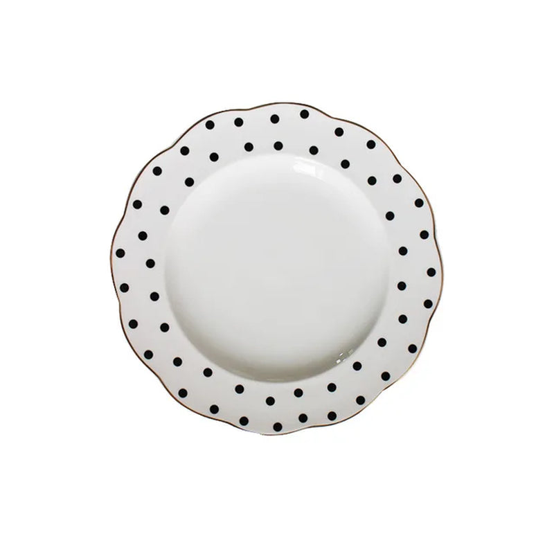 Black-And-White Hepburn Vintage Breakfast Plate Ceramic Plate Striped Wave Dot Tableware