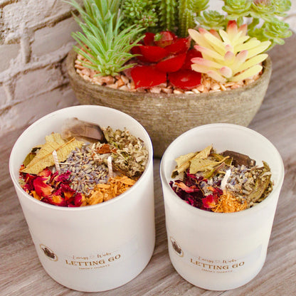 Cleansing Candle / Crystal Candle / LETTING GO / Palo Santo Candle / Spirtual / Meditation / Vegan / Intention Candle