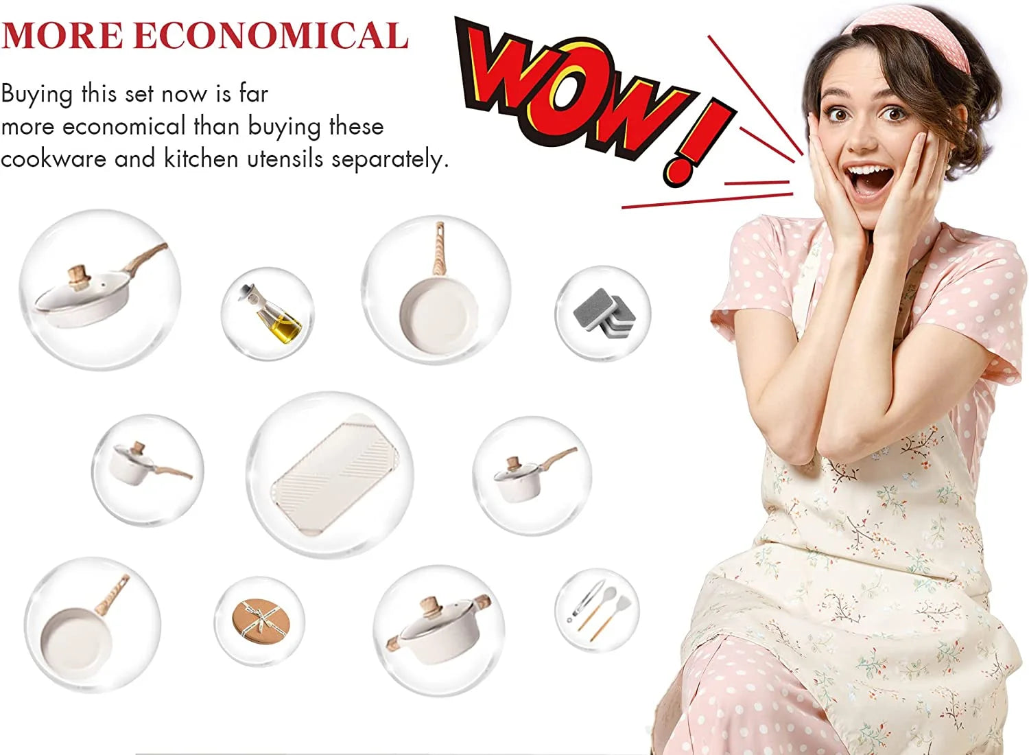 Pots and Pans Set Nonstick Cookware Sets Kitchen Cooking Pot Granite Frying Pans 20 Pieces