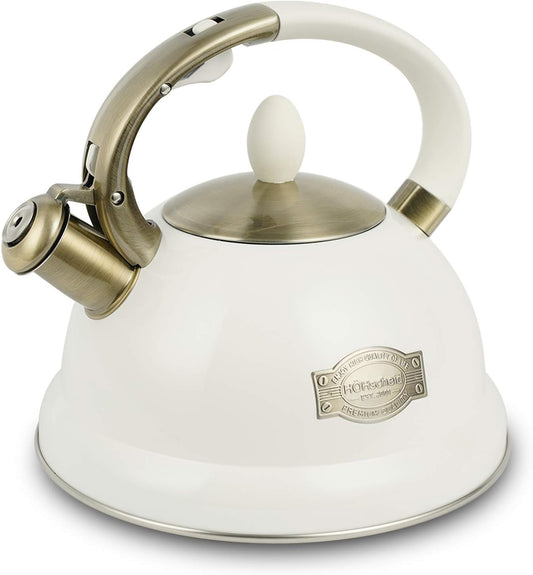 Tea Pots for Stove Top, 3 Liter Stainless Steel Whistling Tea Kettles with Fast Heating Bottom Base Ergonomic Cool Handle & Heat-Resistant Pad