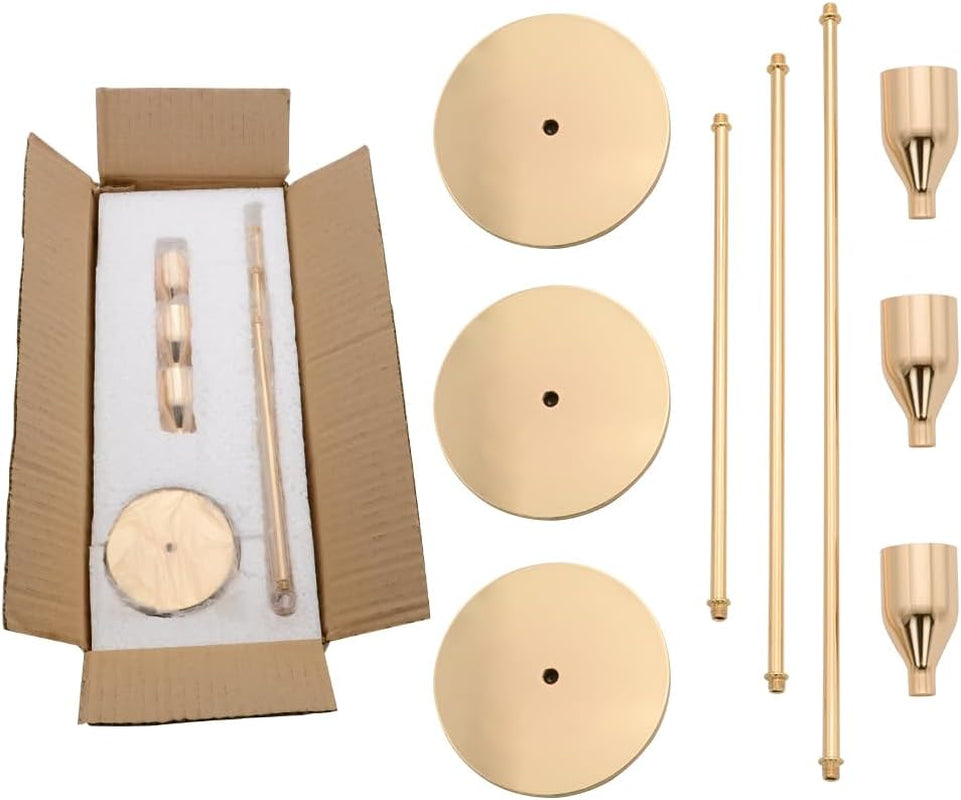 Candle Holders for Taper Candles Set of 3 Decorative Candlestick Holders for Wedding, Dinning, Party Fits 3/4 Inch Thick Candle&Led Candles (Gold Brass Metal Candle Stand)