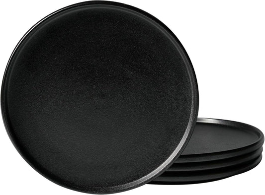 Dinner Plates Set of 4,8.5Inch Ceramic Plate Set Serving Dish Salad Plates (Matte Black)