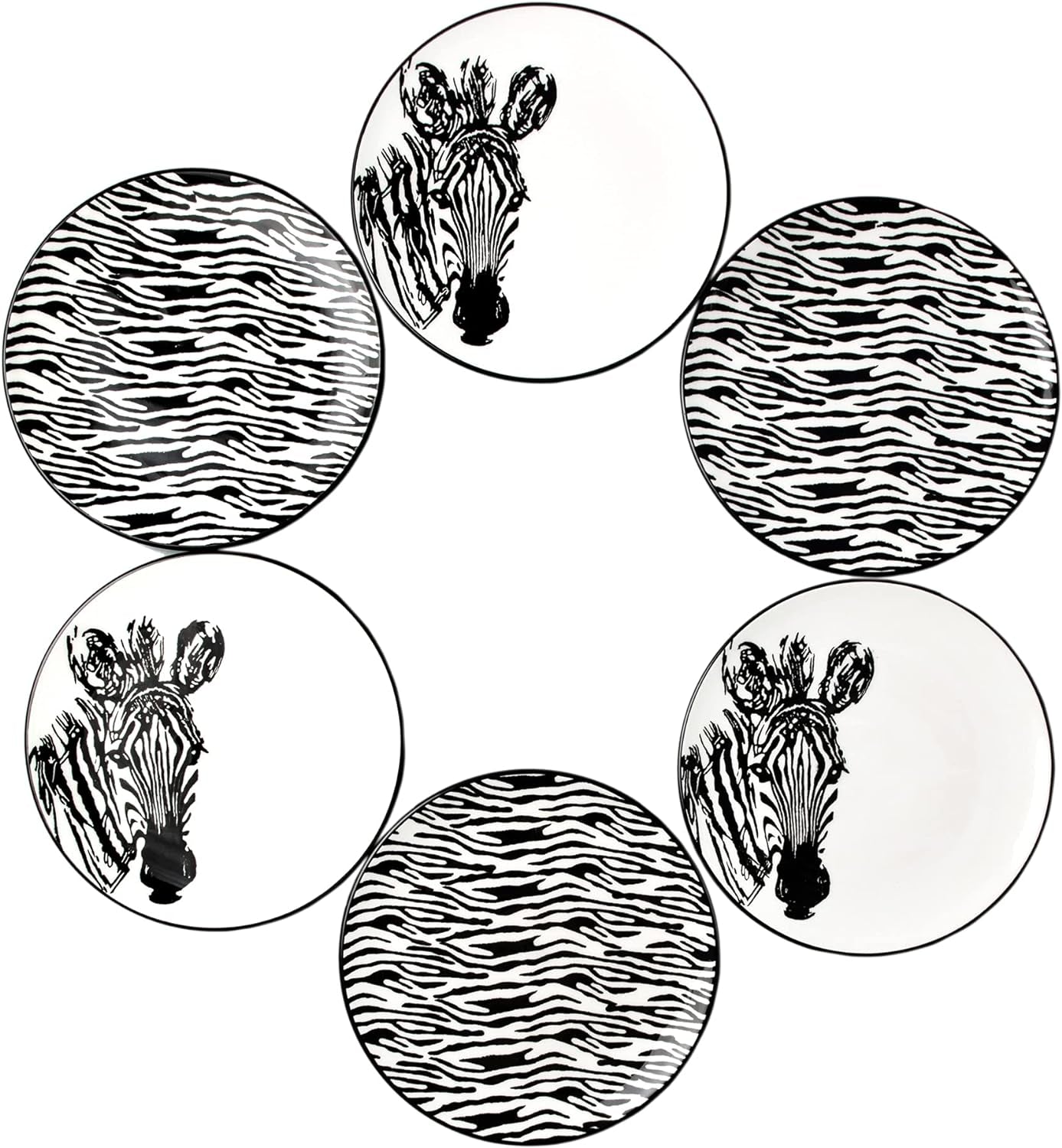 Piatti Naturali Ceramic Plates Set of 6, 8.3", Microwave and Dishwasher Safe, Scratch Resistant.