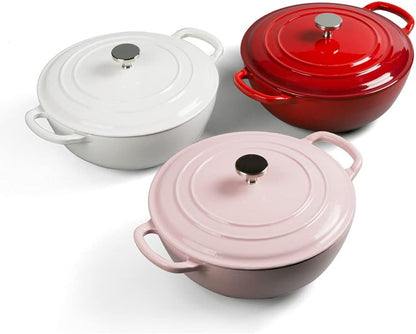 4.5 Quart Dutch Oven, Enameled Cast Iron Covered round Dutch Oven with Lid, Casserole, Cookware Pot, French Oven, Red