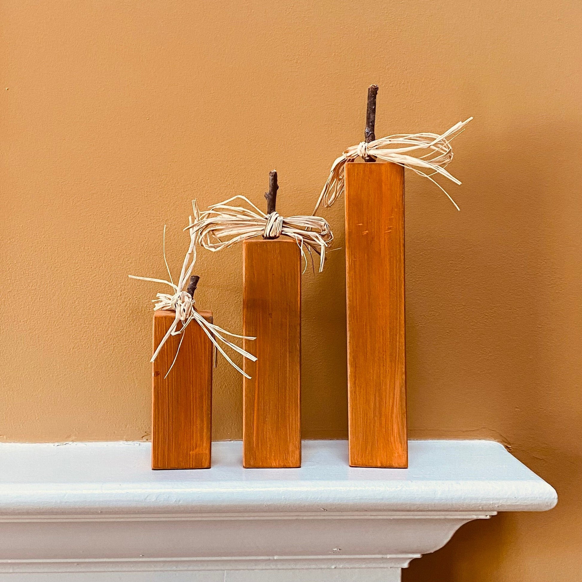 Hand Painted Pumpkins, Set of 3, Rustic Farmhouse Pumpkins, Fall Decor