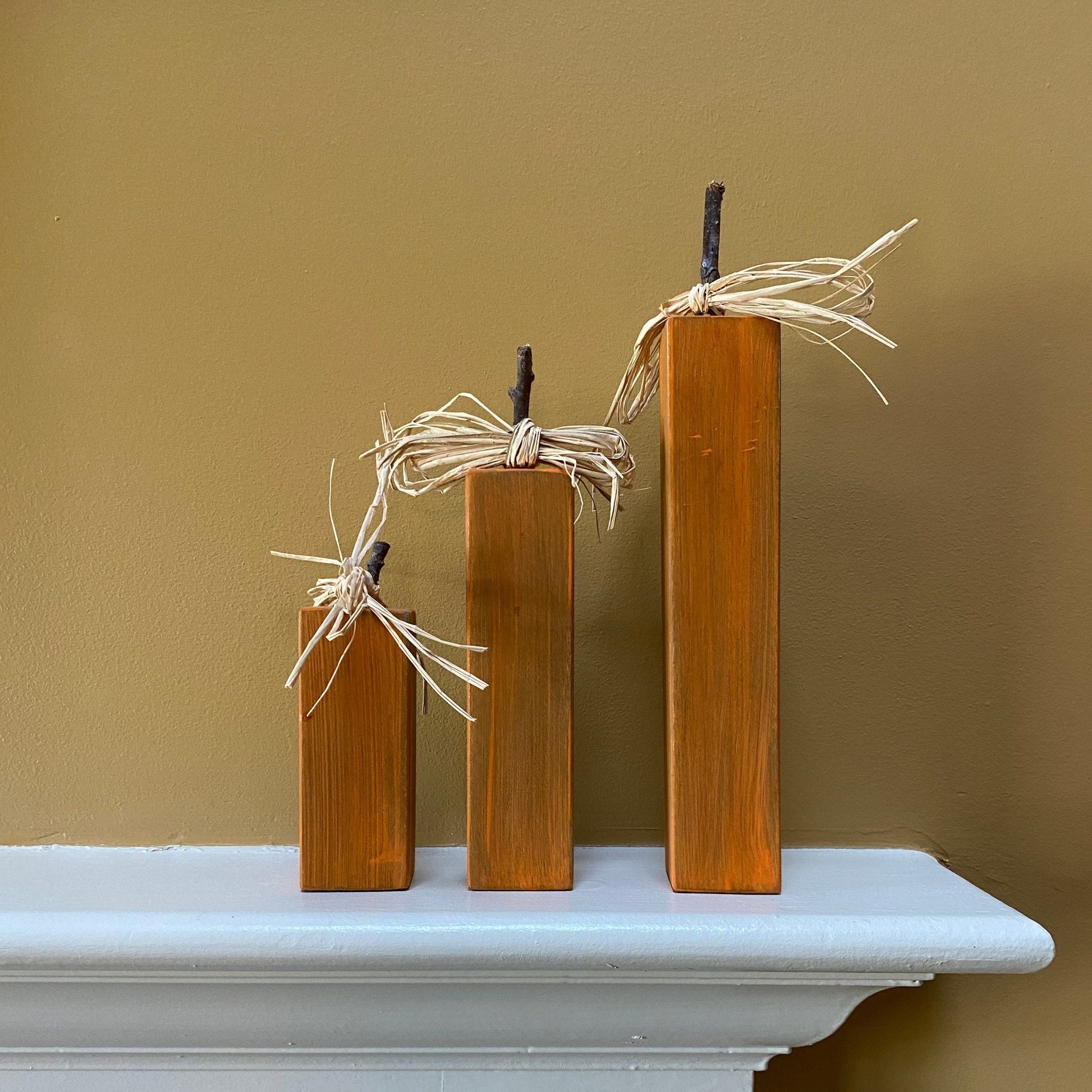 Hand Painted Pumpkins, Set of 3, Rustic Farmhouse Pumpkins, Fall Decor