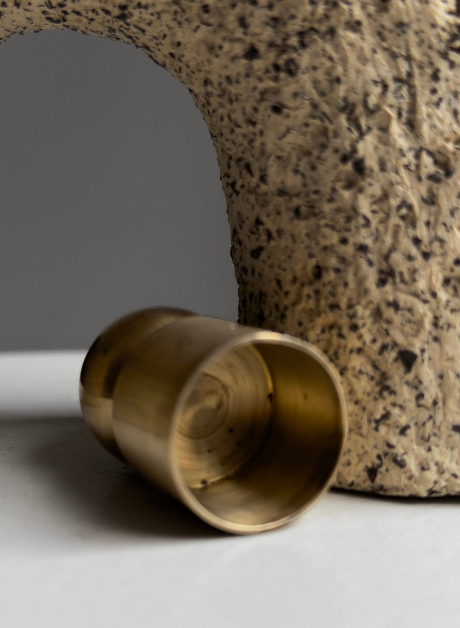 CHIKUBI | Handmade Ceramic Candle Holder with a Snuffer | Ceramic Candle Holder | Brass Snuffer | Candle Holder with a Brass Snuffer