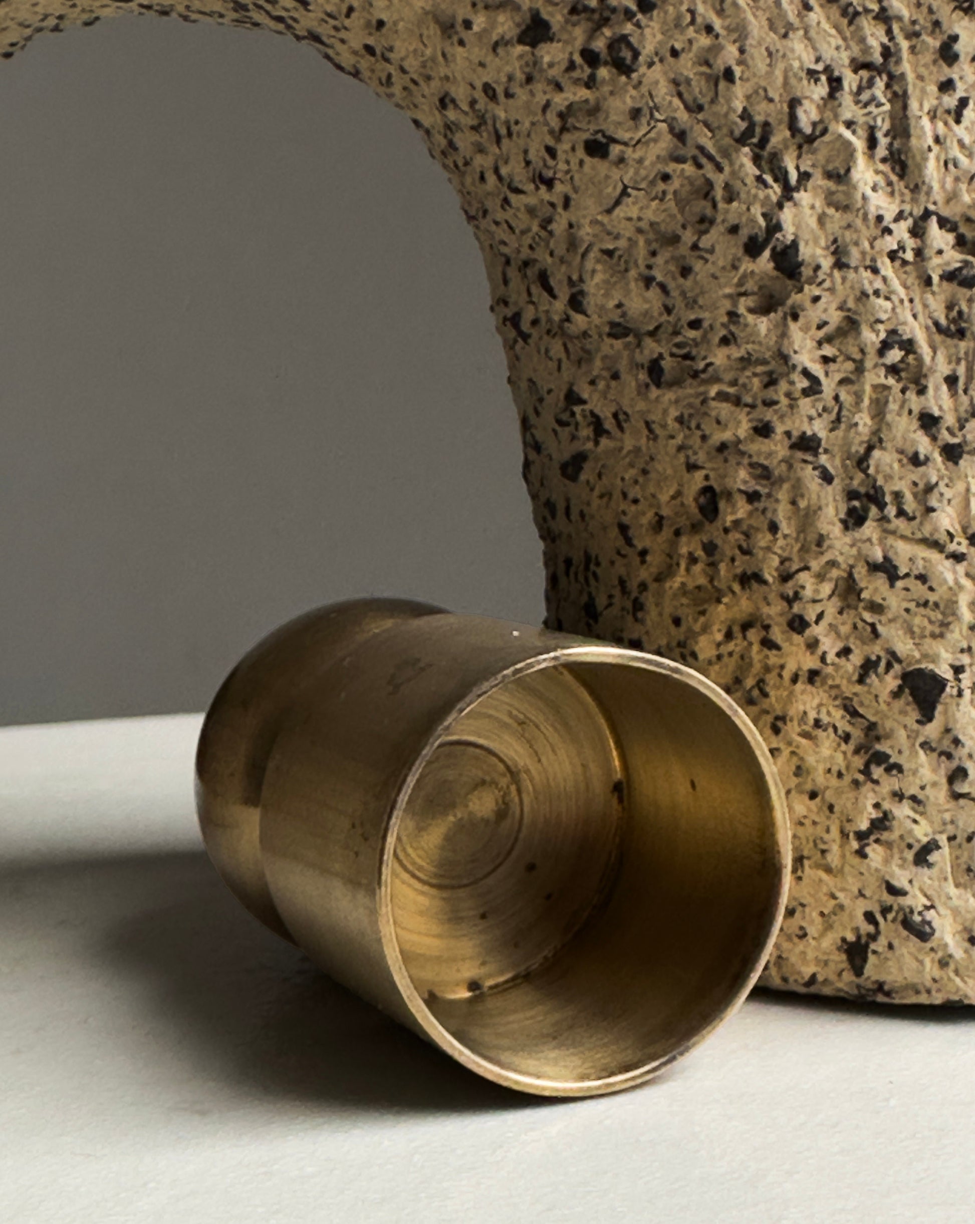 CHIKUBI | Handmade Ceramic Candle Holder with a Snuffer | Ceramic Candle Holder | Brass Snuffer | Candle Holder with a Brass Snuffer