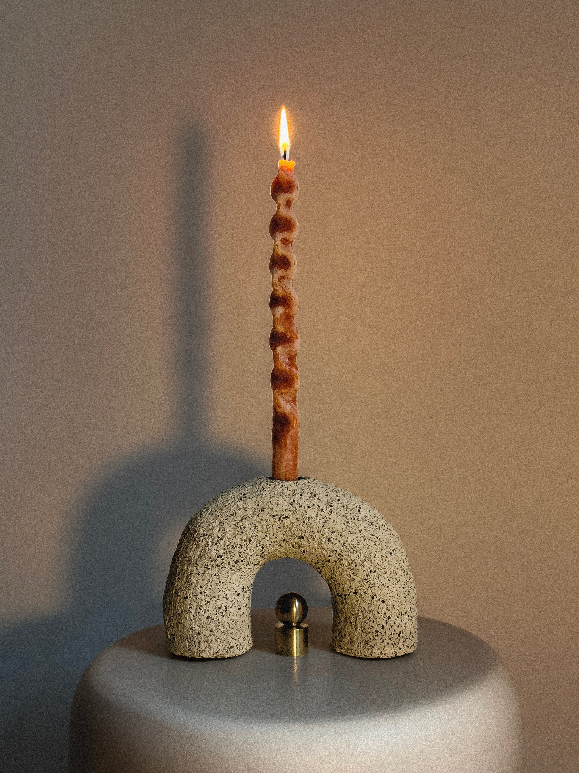 CHIKUBI | Handmade Ceramic Candle Holder with a Snuffer | Ceramic Candle Holder | Brass Snuffer | Candle Holder with a Brass Snuffer