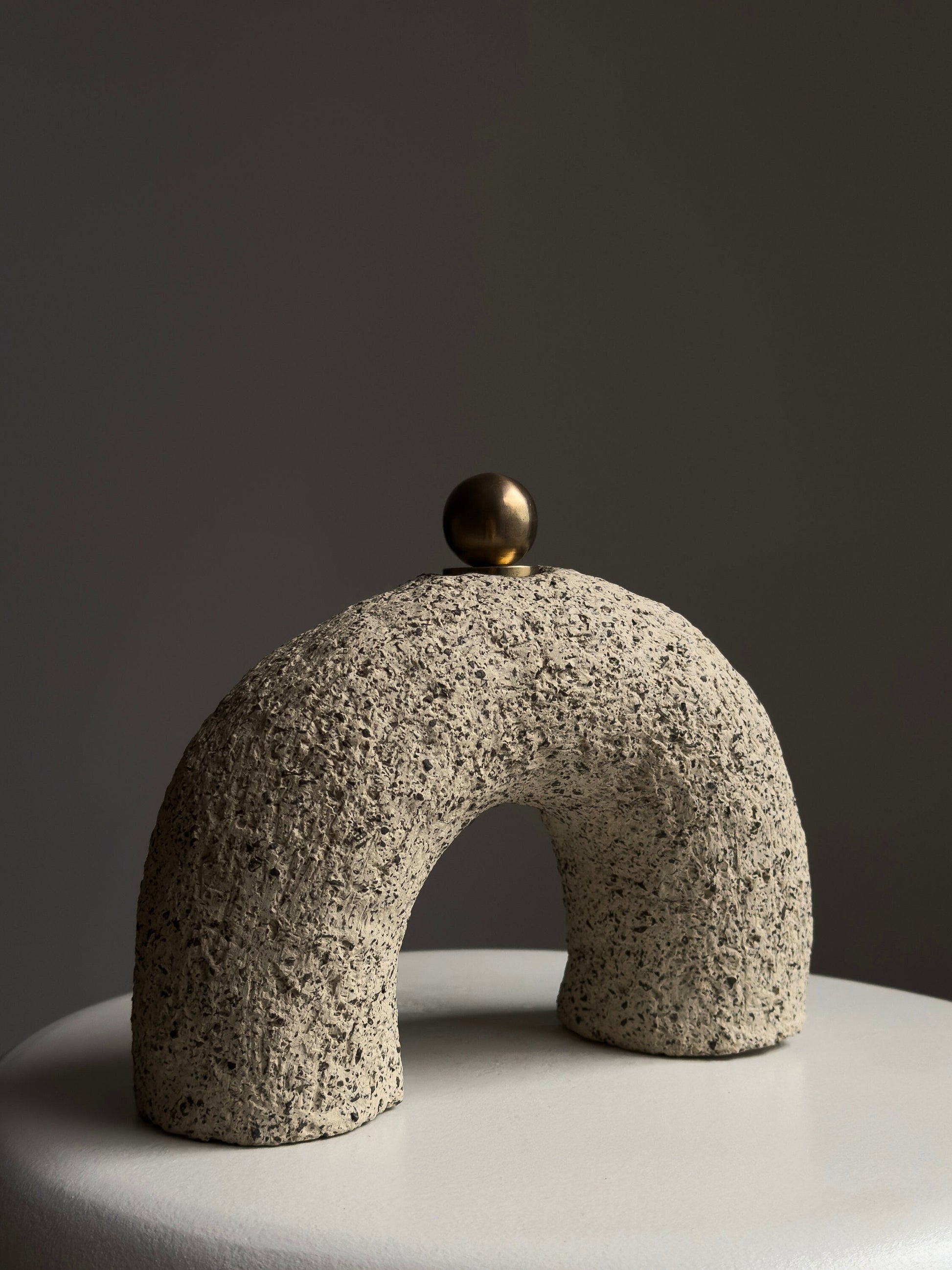 CHIKUBI | Handmade Ceramic Candle Holder with a Snuffer | Ceramic Candle Holder | Brass Snuffer | Candle Holder with a Brass Snuffer
